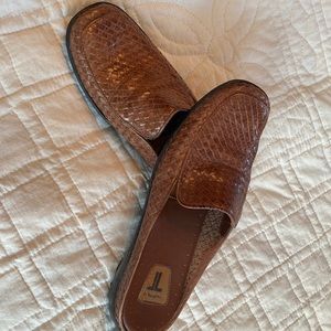 Classic comfort will be found in these woven leather Old Maine Trotter mules.